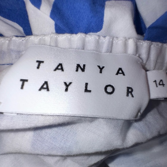 Tanya Taylor Cynthia Cotton Poplin Midi tiered tiered Dress Size 14 Blue EUC - Picture 15 of 16